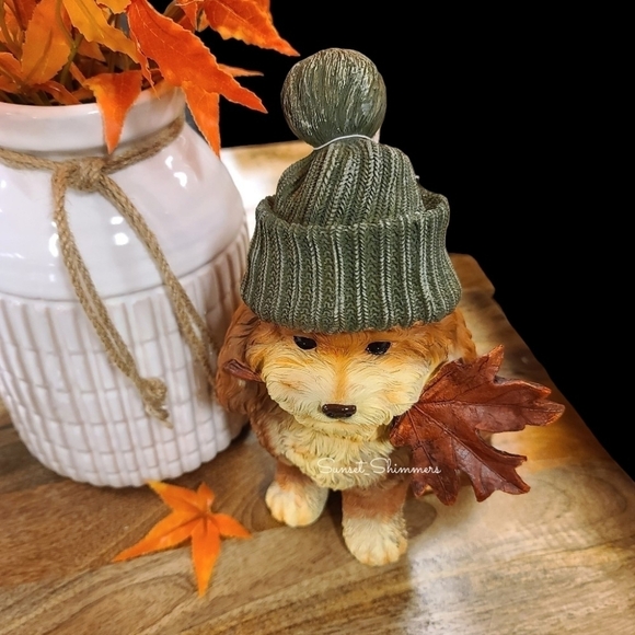 12" Fall leaves Thanksgiving Havanese DOG Sweater Weather Resin Statue Decor New - Picture 2 of 9